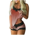 thumbnail image 1 of yievot Women Pajama Set Lace Trim Short PJ Set V Neck Sleeveless Sleepwear Elastic Waist Nightwear S-XXL, 1 of 5