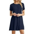 thumbnail image 1 of yievot Women's Casual Summer Short Sleeve T Shirt Dress Nightgown Crew Neck Loose Plain Basic Dresses, 1 of 3