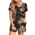 thumbnail image 1 of yievot Women's Pajama Set Soft Short Sleeve Top With Shorts Floral Printed Loungewear Sleepwear Pajamas, 1 of 1