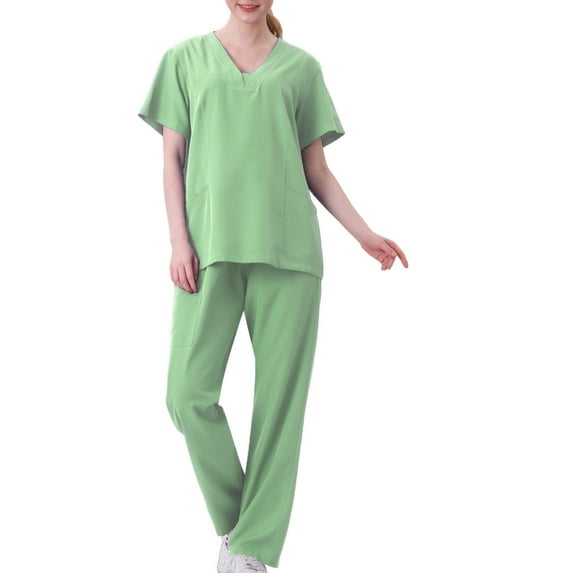 yievot Women's Scrub Set Classic V-Neck Top and Jogger Pants Nursing Uniform Scrubs for Women Set with Pockets