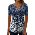 thumbnail image 1 of Summer Savings Clearance! yievot Women's Short Sleeve Henley Shirt Casual Button Up Tunic Tops Floral Printed Blouse Casual Trendy Summer Tees Shirts, 1 of 3