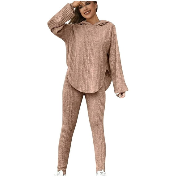 yievot Womens 2 Piece Outfits Oversized Lounge Sets Sweaters Cozy Knit Long Sleeve Pullover
