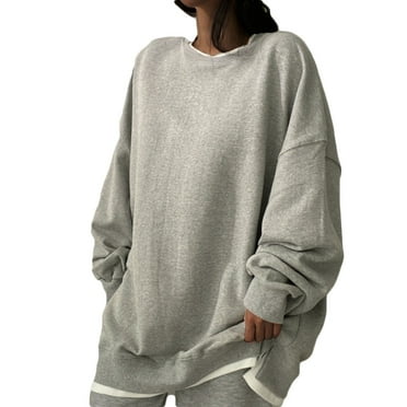 Summer Savings Clearance! yievot Womens Oversized Sweatshirts Long Sleeve Casual Crewneck Pullover Tops Fall Sweatshirts for Women