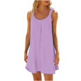 thumbnail image 1 of Summer Savings! Cocktail Dresses for Women Women Fashionable Sleeveless Round Neck Printed Loose Long Dress Purple M, 1 of 4