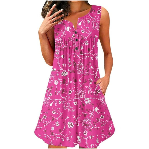 Cocktail Dresses for Women Women's Summer Design Casual Dress Gradual Sleeveless Neck V-Neck Long Dress Hot Pink 3XL
