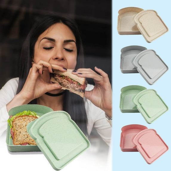Summer Savings! DIVVce Sandwich Containers, Sandwich Containers for Lunch Boxes Plastic Toast Shape Food Storage Sandwich Box with Lid, BPA Free and Reusable, Microwave Safe, for Adults