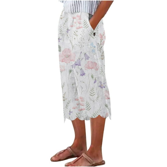 Summer Savings Deals 2023! TAGOLD Fashion Womens Casual Elastic Loose Pants Straight Wide Leg Trousers Pants