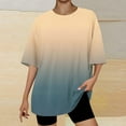 thumbnail image 1 of Cagogo Ladies Plus Size Short Sleeve Oversized T Shirts Under $5 Summer Crew Neck Gradient Color Ombre Tunics Night Out Green Tunic Tops Mother's Day Gifts, 1 of 4