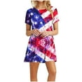 thumbnail image 1 of Cagogo Womens Summer Plus Size 4th of July Patriotic Sun Dress Under $5 American Flag Red White and Blue Graduation Dresses Short Sleeve Trendy Outfits Church Dress, 1 of 6