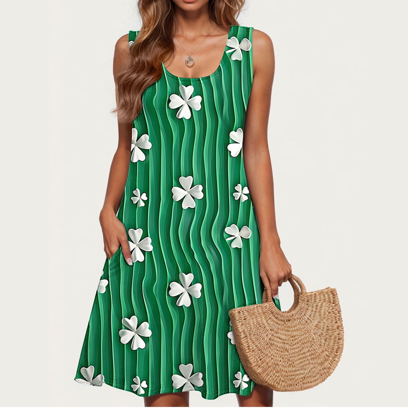 Heymoments Women's Summer Sleeveless Crew Neck Midi Honduras