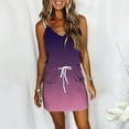 thumbnail image 1 of Summer Xqxayjr Summer Gradient Drawstring Short Mini T Shirt Sundresses for Women Homecoming Dresses Under $10 Plus Size Sleeveless Spaghetti Strap V Neck Elegant Dresses, 1 of 6