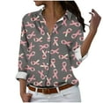 thumbnail image 1 of Summer !DianGeFu Ladies Long Sleeve Blouses Fashion ,Women's Long Sleeved Regular Casual Orange Series Printed Lapel Button Up Shirt,Gray,M, 1 of 5