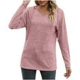 thumbnail image 1 of Summer Savings!DianGeFu Plus Size Womens Hoodies Pullover Fashion Casual,Women's Popular Solid V-neck Hooded Loose Sleeved Top Sweater,Pink,M, 1 of 5