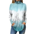 thumbnail image 1 of Summer Savings!DianGeFu Womens Tops Long Sleeve Button Down Plus Size Save Up under 50%,Women's Long Sleeve Printed High Neck Top T-shirt,Sky Blue,S, 1 of 5
