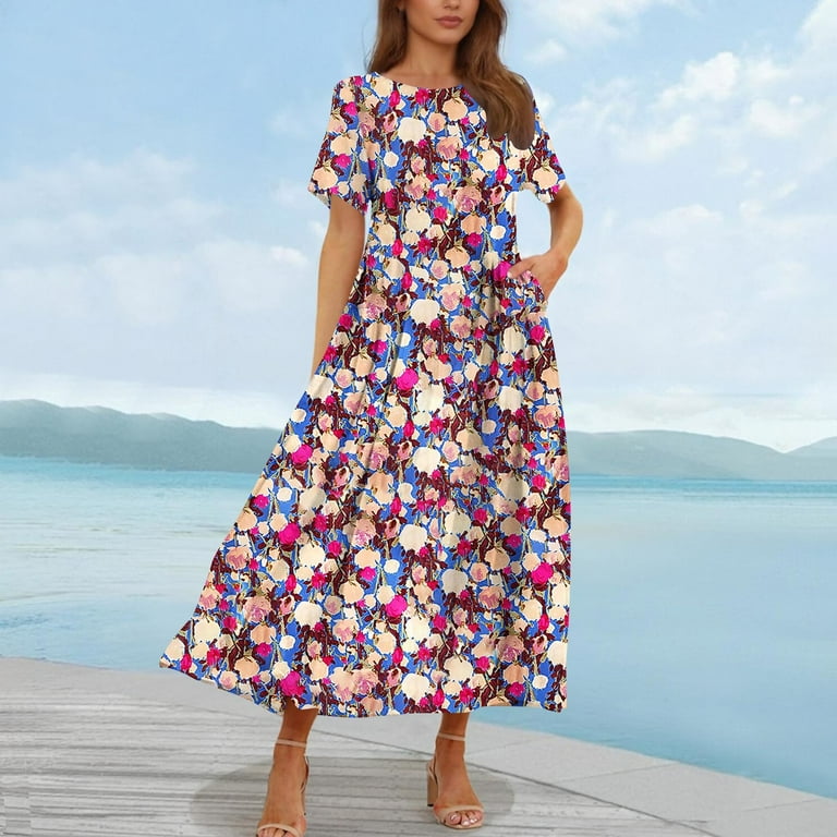 Summer Savings Dresses for Women Casual Loose Bohemian Floral