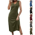 thumbnail image 1 of Dresses for Women 2024 Plus Size Comfort Sexy Solid Color Pocket Sleeveless V-Neck Dress, 1 of 9
