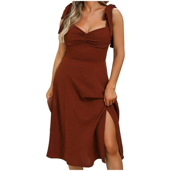 Dresses for Women 2026 Plus Size Fashion Seaside Vacation Style Casual Camisole Skirt Slim Slit High-end French Dress