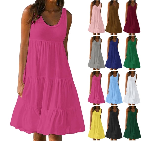 Dresses for Women Women's Summer Casual T Shirt Dresses Short Sleeve Casual Crewneck Maxi Dress