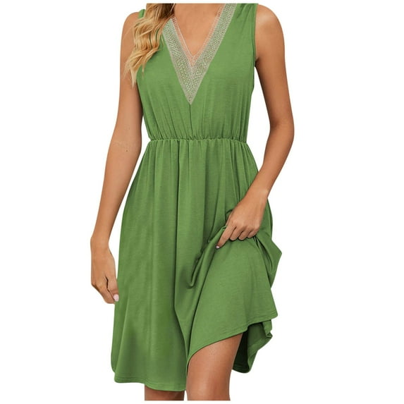 Dresses for Womens 2024 Plus Size Fashion Short Sleeve V-Neck Solid Color Pocket Makings Dress