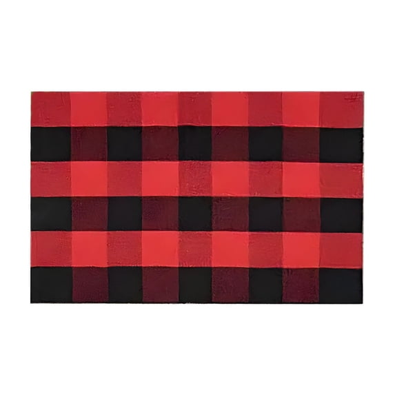 Dvkptbk Fall Outdoor Rug Red Plaid Outdoor Rug Hand-Woven Check Rug Layered Doormats for Front Door/Front Porch/Farmhouses/Entryway/Patio 16×24in