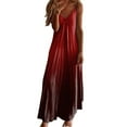 thumbnail image 1 of Dvprdro Summer Dresses for Women 2025 Fashion Casual Loose Gradient V Neck Spaghetti Strap Pleated Flowy Beach Sun Long Maxi Dress, 1 of 5