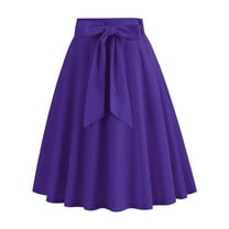 Dvprdro Women's Basic Versatile Stretchy Flared Casual Mini Skater Skirt Fashion Casual A Line Tie Beach Skirts Purple Sizes 2XL