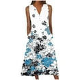 thumbnail image 1 of Enjoytime Women Fashion Dresses 2025 Trendy Fashion Button Down Flowy Dress with Pocket V Neck Sleeveless Floral Printed Womens Sexy Dresses, 1 of 5