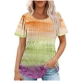 thumbnail image 1 of Enjoytime Women Tshirt Fashion Color Block Short Sleeved Round Neck Top Loose Comfy Soft Women's Casual Tops, 1 of 7