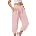 thumbnail image 1 of Enjoytime Womens Capri Pants Comfy Loose Elastic Waisted Yoga Crop Pants with Pockets Summer Athletic Sportwear Running Workout Sweat Pants for Womens, 1 of 7