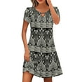 thumbnail image 1 of Enjoytime Womens Sexy Mini Dress Fashion Printed Crewneck Dresses Short Sleeve Loose Comfy Beachwear Seaside Beach Dresses for Women, 1 of 4