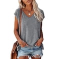 thumbnail image 1 of Summer Savings Evergreen Lenago Womens Tops Sleeveless Tank Tops V Neck Tunic Tops Summer Basic Loose Solid Color Casual Shirts Fit Blouse, 1 of 5