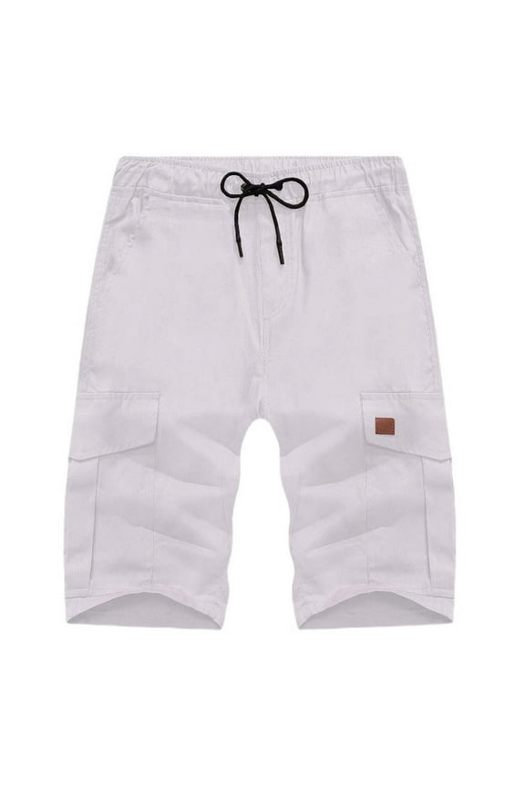 Evergreen Mens Swim Trunk Mens Trunks Ndbuld Men's Plus Size Cargo Shorts Multi-Pockets Relaxed Summer Beach Shorts Pants White 2XL