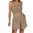thumbnail image 1 of Fashion 2 Piece Outfits for Women Ruffle Suspender Sweet Sleeveless Shorts Casual Two-piece Set, 1 of 8