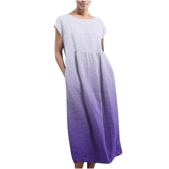 Fashion Dresses for Womens 2025 Plus Size Sleeveless Maxi Pockets Linen Loose Baggy Kaftan Long Dress