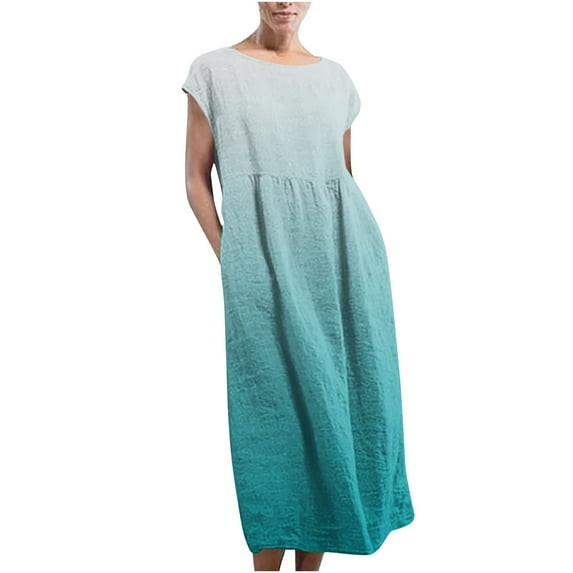 Fashion Dresses for Womens 2025 Plus Size Sleeveless Maxi Pockets Linen Loose Baggy Kaftan Long Dress