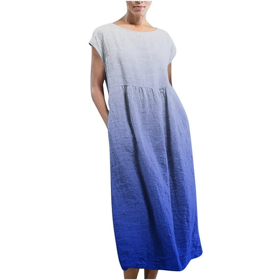 Fashion Dresses for Womens 2025 Plus Size Sleeveless Maxi Pockets Linen Loose Baggy Kaftan Long Dress