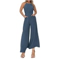 thumbnail image 1 of Fashion Jumpsuits for Women Dressy Plus Size Loose Casual Flat Shoulder Wrapped Chest Wide Leg Jumpsuit, 1 of 5