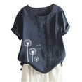 thumbnail image 1 of Summer Savings Fashion Woman Rounk Neck Short Sleeve Blouse T-Shirt Printing Loose Tops, 1 of 4