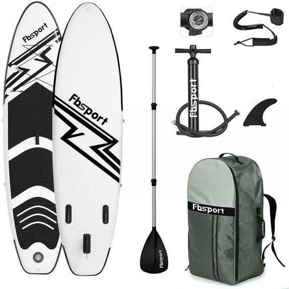 Summer Savings Fbsport 10ft Inflatable Paddle Board SUP, 6'' Thick W/Paddling Fins Pump & Accessories Pack, White