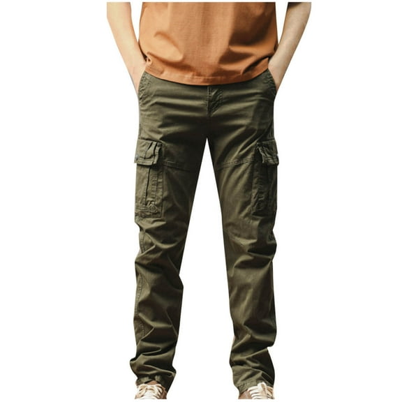 Fmbrln Mens Summer Cargo Pants Fashion Casual Multipockets Solid Color Work Pants Lounge Outdoor Hiking Trousers