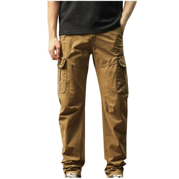 Fmbrln Mens Summer Cargo Pants Fashion Casual Multipockets Solid Color Work Pants Lounge Outdoor Hiking Trousers