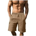 thumbnail image 1 of Fmbrln Mens Summer Linen Cargo Shorts Fashion Casual Drawstring Elastic Waist Multipockets Shorts Comfy Breathable Beach Shorts, 1 of 5
