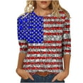 thumbnail image 1 of Fmbrln Womens Plus Size Independence Day 3/4 Sleeve Tops Fashion Casual Crew Neck Loose Comfy T-Shirts Patriotic Tees, 1 of 5
