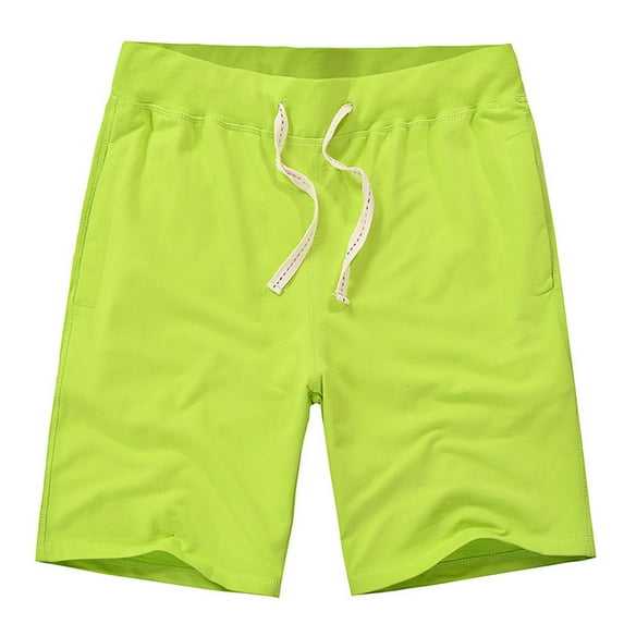 HOOMEUMY Men's Summer Beach Shorts Cotton Linen Drawstring Elastic Waist Solid Color Bermuda Short Pants with Pockets Green XL