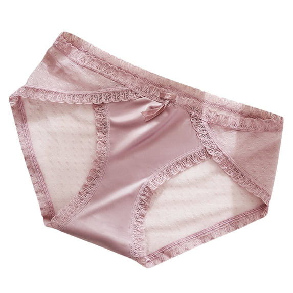 HomeGardon Panties for Women,Womens Underwear,Women's Lace Underwear Ice Silk Breathable Seamless Cotton Crotch Thin Transparent Briefs,M-XL