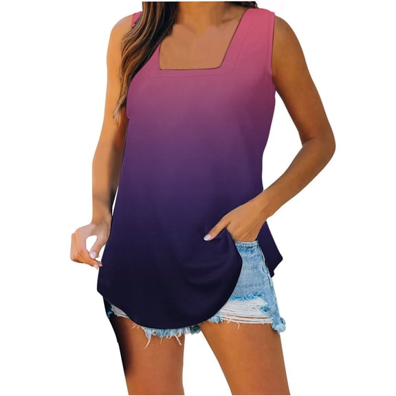 HomeGardon Summer Tank Tops for Women Tank Tops for Women Plus Size,Women's Fashion Printed Vest Loose Sleeveless T-shirt Pullover Tank Tops,S-XXXXL