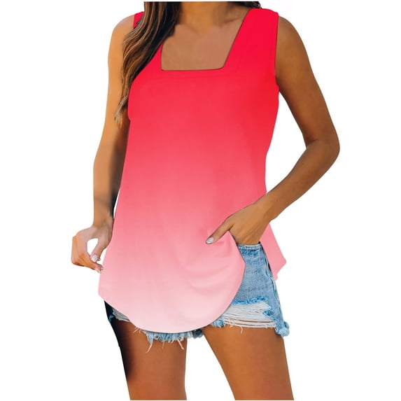 HomeGardon Summer Tank Tops for Women Tank Tops for Women Plus Size,Women's Fashion Printed Vest Loose Sleeveless T-shirt Pullover Tank Tops,S-XXXXL