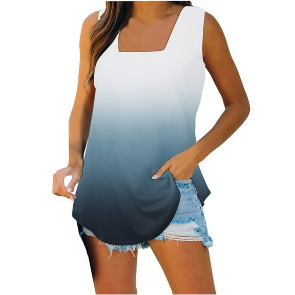 HomeGardon Summer Tank Tops for Women Tank Tops for Women Plus Size,Women's Fashion Printed Vest Loose Sleeveless T-shirt Pullover Tank Tops,S-XXXXL