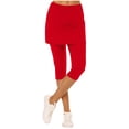 thumbnail image 1 of Horkkom Athletic Skirts Women Elastic Waist Skirted Leggings Capris Pants Solid Color Stretch Yoga Pants Red S, 1 of 6