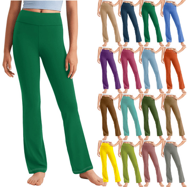Summer Savings! Horkkom Girls Flare Leggings Elastic Waist Stretchy Solid Color Pants Yoga Dance Athletic Leggings, 2-13 Years